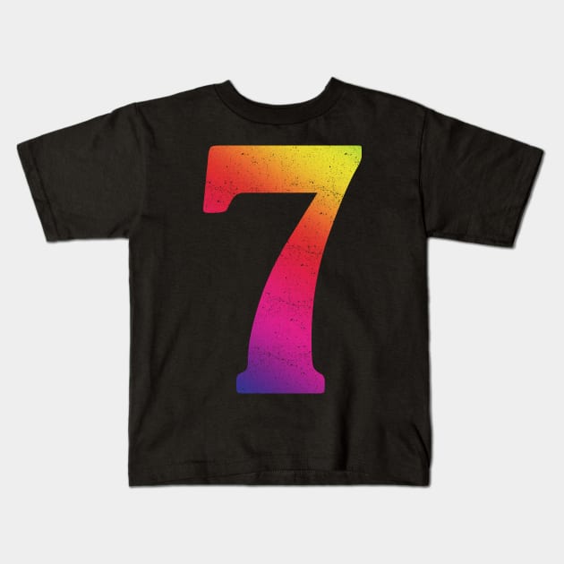 'Rainbow Lucky Number 7' Awesome Lucky Number Gift Kids T-Shirt by ourwackyhome